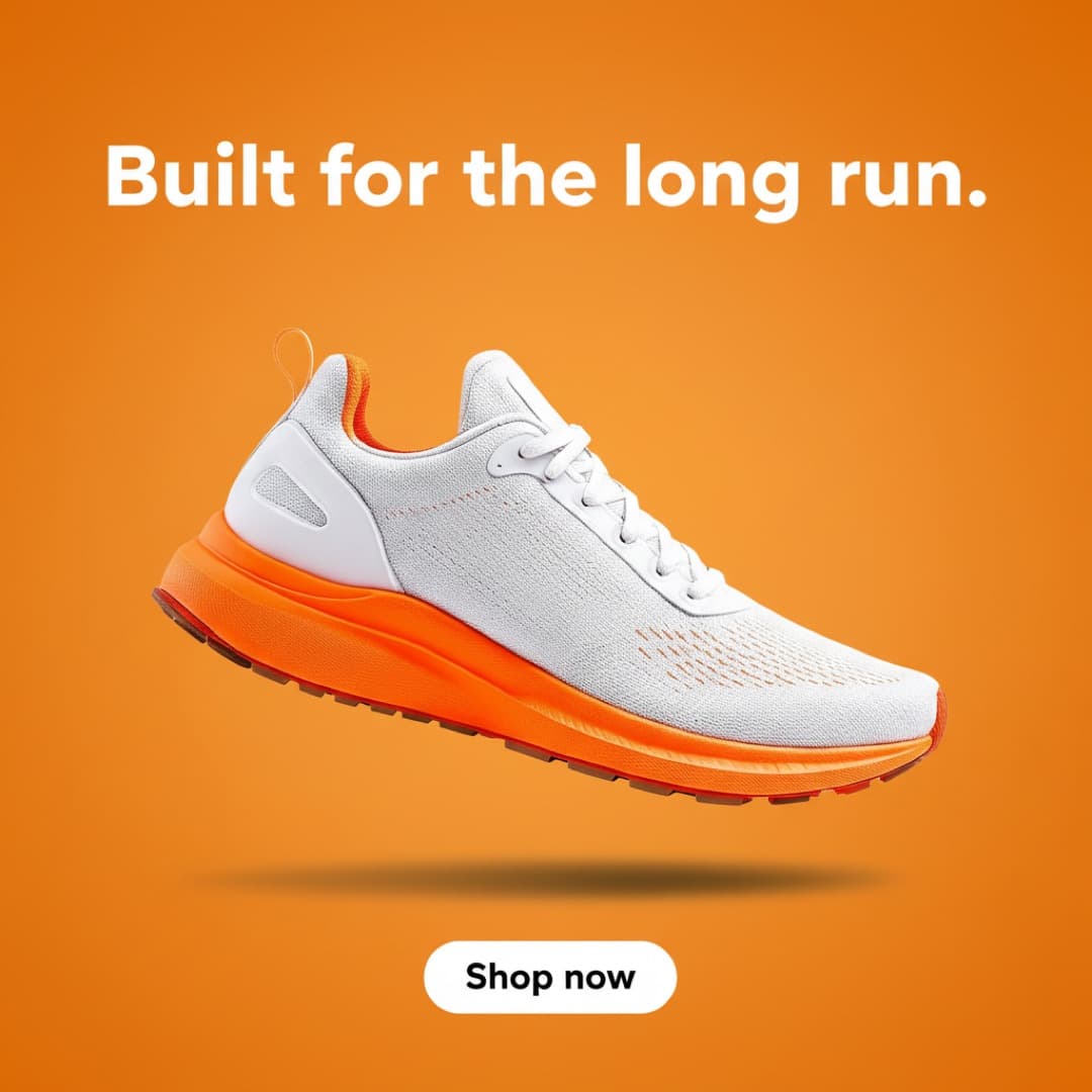 Ad made by advrt: Running shoe ad with the headline Built for the long run.
